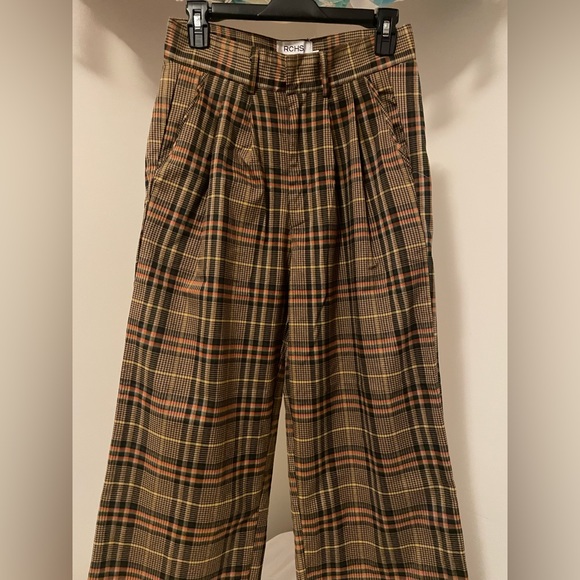 Retro look pleated plaid wide leg pants - Picture 2 of 4